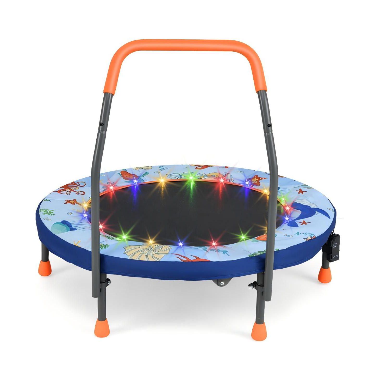 Детская игрушка HONGGE 36" x 36" x 32" LED Light Foldable Trampoline with Safety Cover, Ages 3-8, цвет: Синий — фото 1