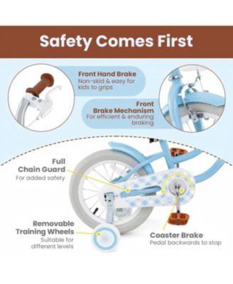 18 Inch Kids Bike with Adjustable Seat and Bell for Kids 3-8 Years Olds