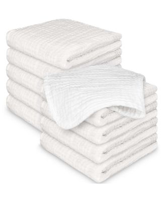10 Pack Lyra Muslin Baby Washcloths Large 12x12 Soft Absorbent Cotton Muslin Wash Cloths Burp Rags Face Cloth Towel