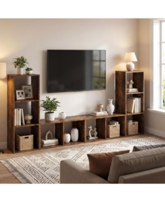 2-Cube Bookshelf with Back Guardrail for Living Room