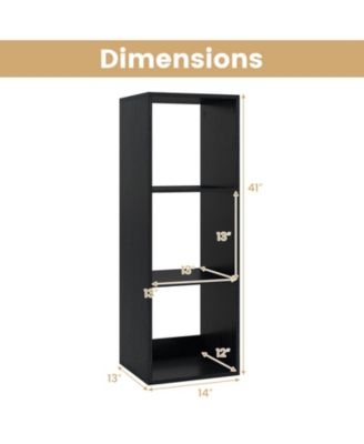 3-Cube Bookshelf with Back Guardrail for Living Room