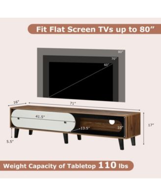 Mid Century Modern TV Stand for 80 in TVs with Storage