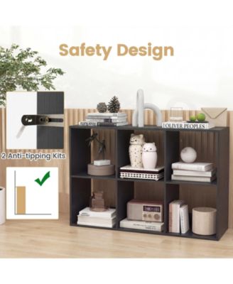 6-Cube Bookcase with Guardrail for Living Room & Bedroom