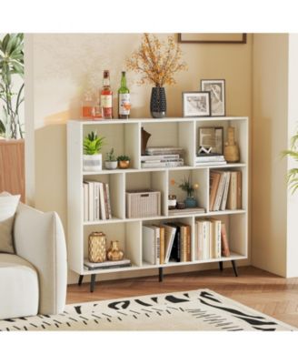 10-Cube Organizer Bookcase with Sturdy Metal Frame