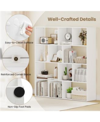 4-Tier Open Shelf Bookcase with 12 Storage Compartments