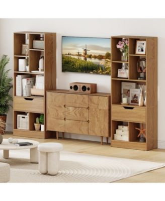 51 Inch Bookcase with Drawer and 7 Storage Compartments