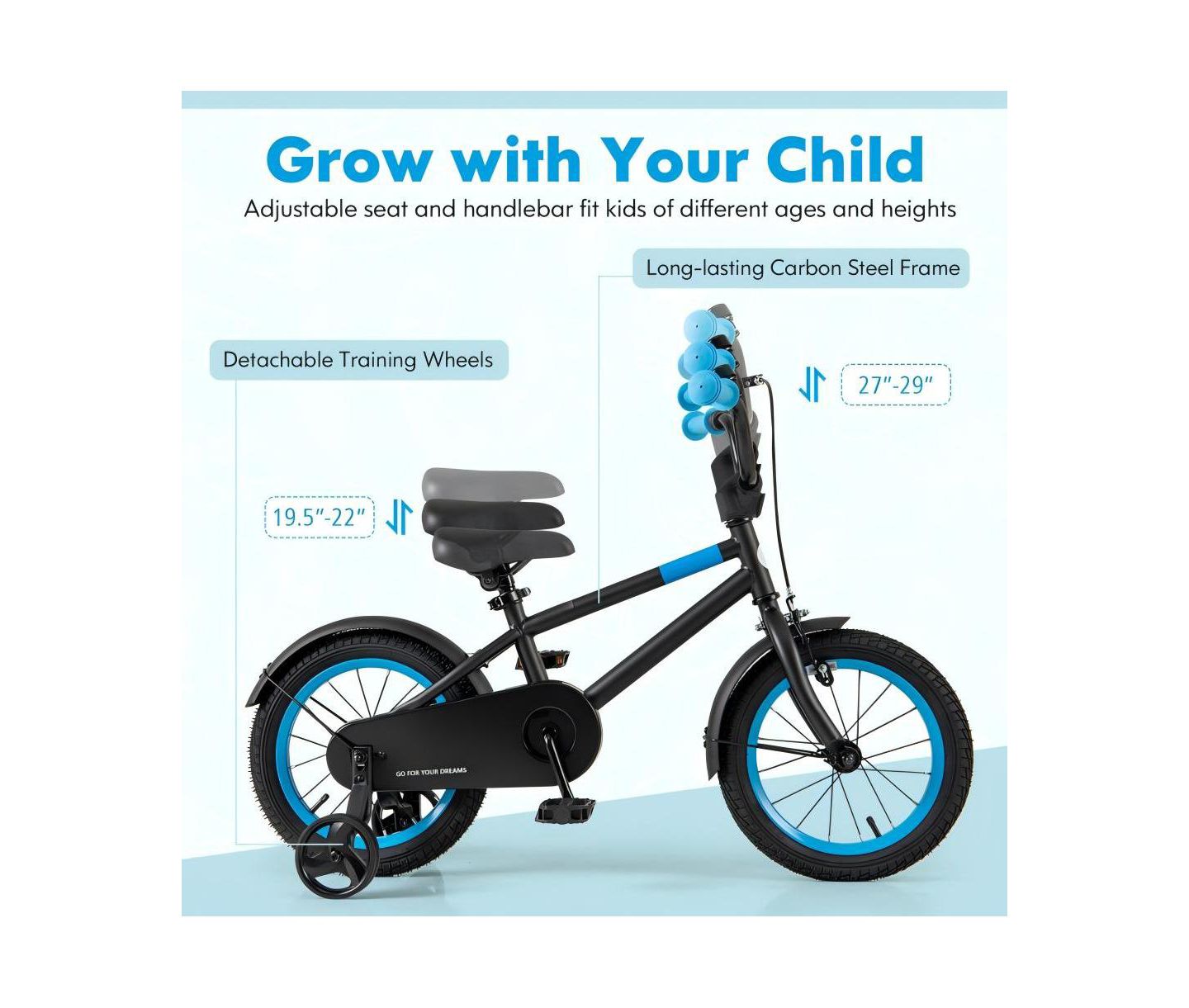 Детская игрушка HONGGE 14-Inch Kids Bike with Adjustable Handlebar and Saddle, цвет: Чёрный — фото 4