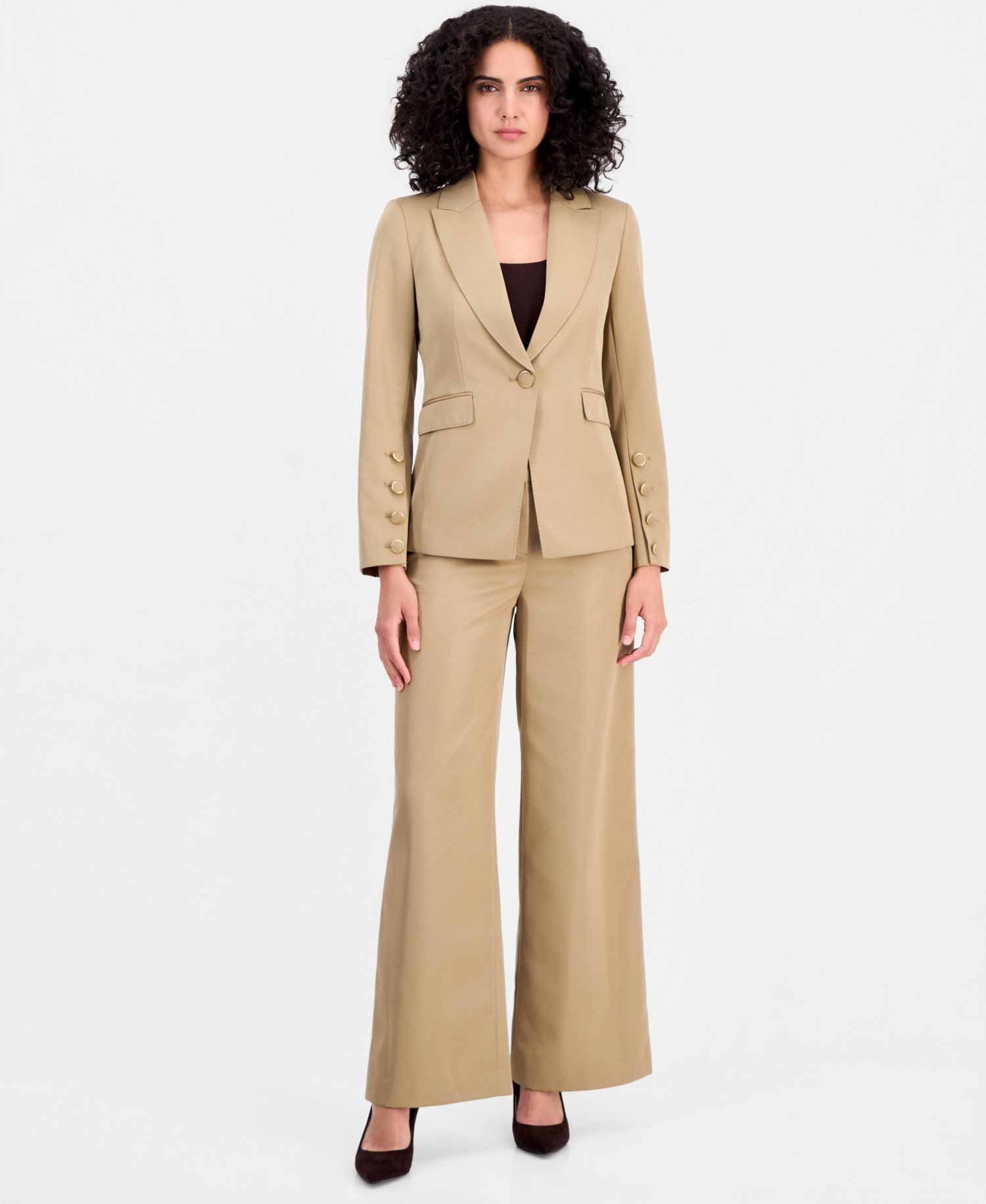 ASL Petite Mid-Rise Wide-Leg Full Length Pants