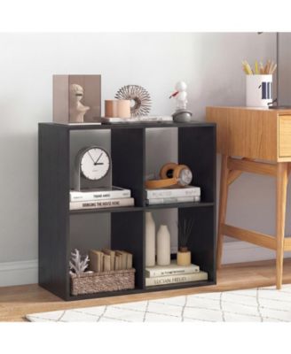 4-Cube Bookcase with Guardrail for Bedroom or Living Room