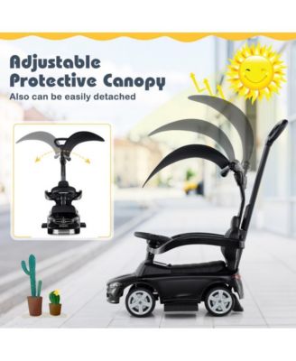3 in 1 Mercedes Benz Licensed Push Ride On Car with Canopy Steering Wheel and Storage for Toddlers