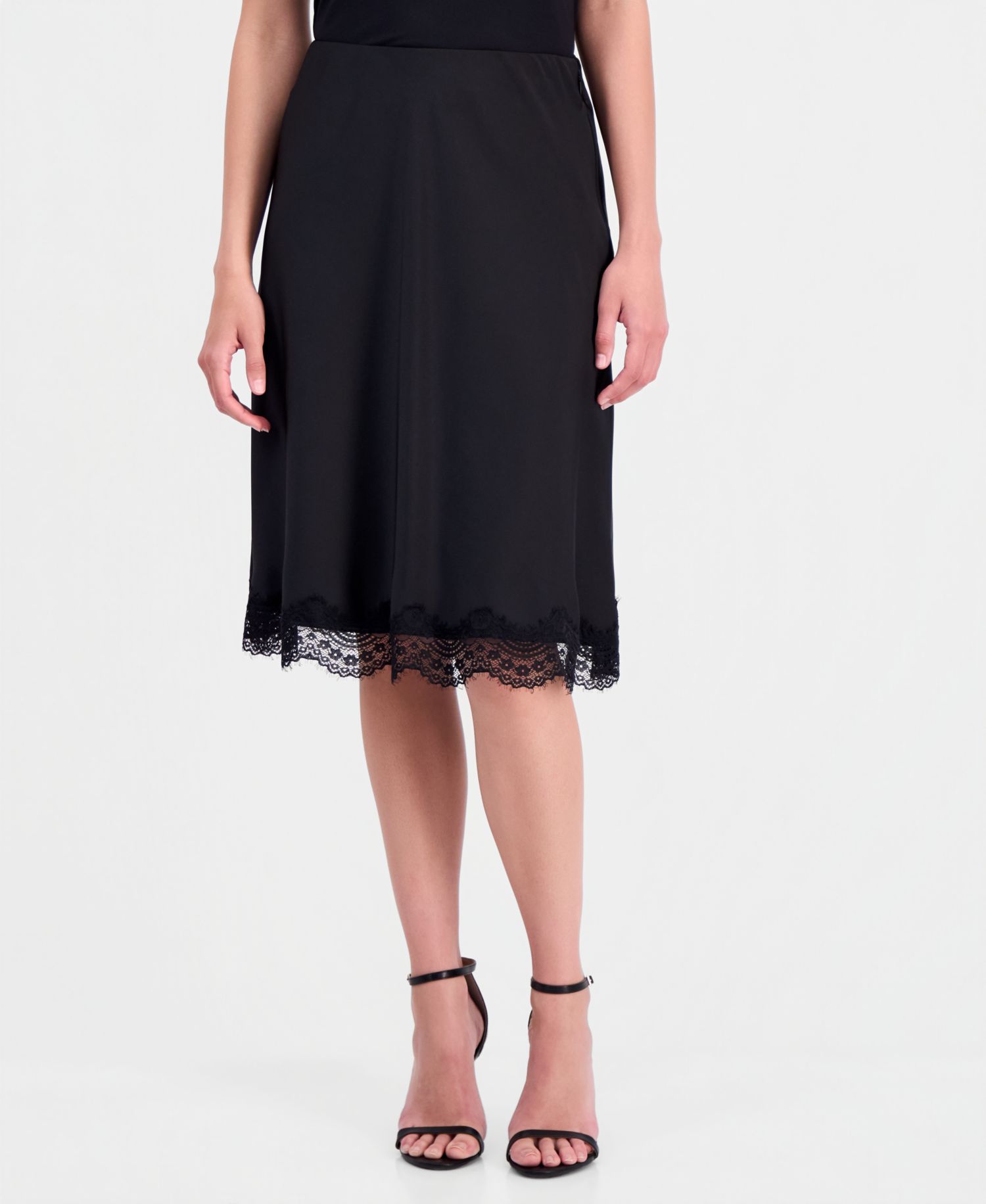 Women's Satin Lace-Trim A-Line Skirt