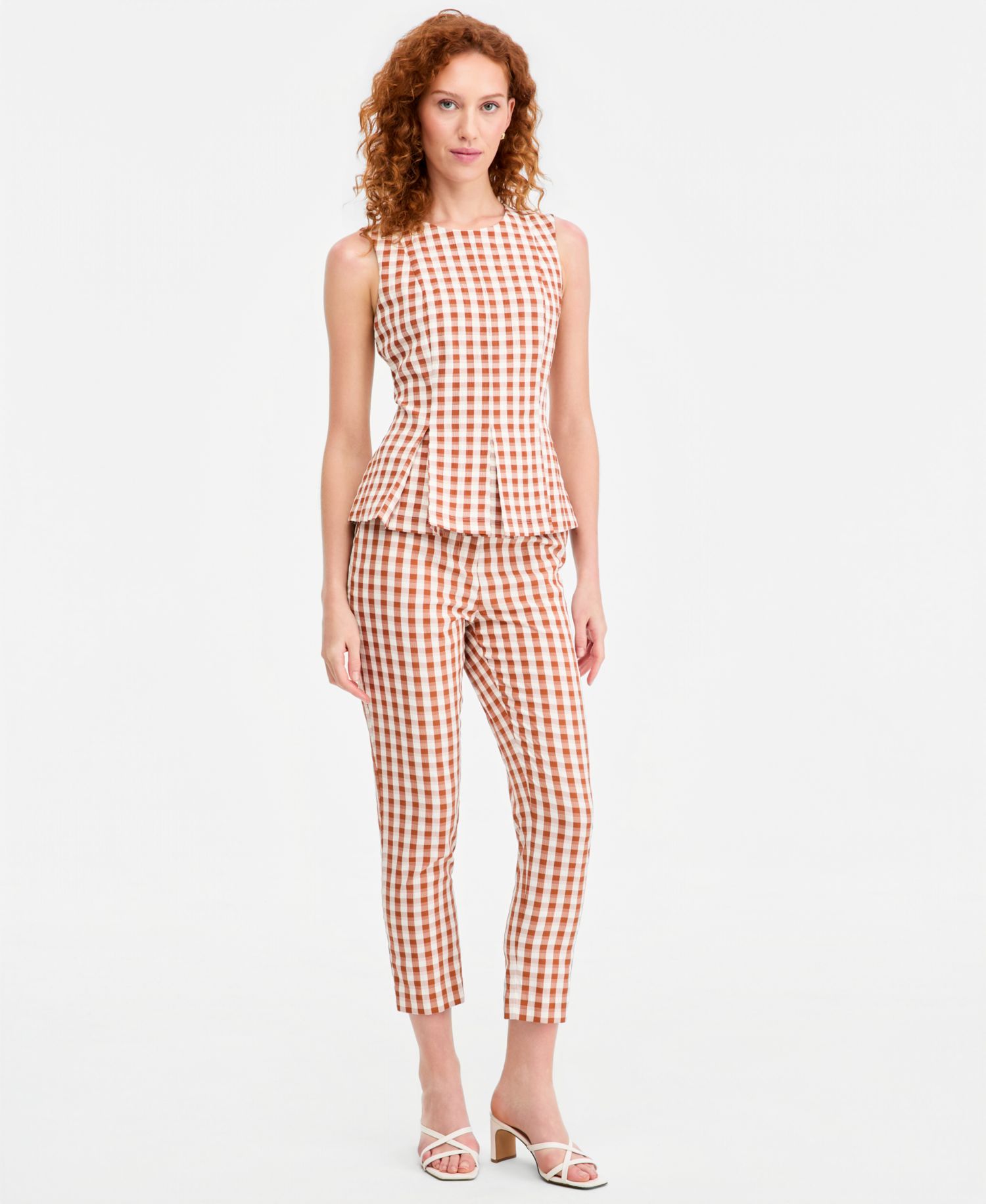 Women's Gingham Cropped Slim Pants