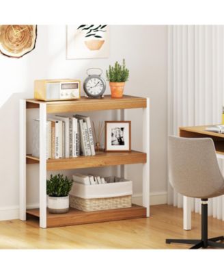 3 Tier Bookshelf Wooden Bookcase with Dual Anti-Tipping Kits