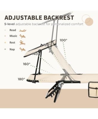 2-piece Chaise Lounge w/ Adjustable Backrest and Sunshade,