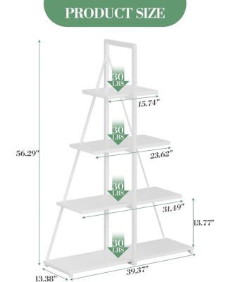 Sailboat Shaped Bookshelf, 4-Tier Ladder Book Shelf, Nautical Storage Shelves, Space-Saving Freestanding Organizer for Living Room, Office