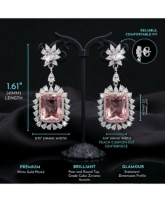 Dazzling White Gold Plated Peach Cushion-Cut CZ Earrings