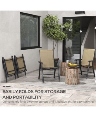 Set of 4 Outdoor Folding Chairs for Patio, Camping, Beach,