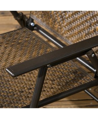 5 Pieces Wicker Patio Dining Set Foldable W/ Umbrella Hole