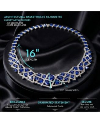 Dazzling 3D Graduated Basketweave CZ Cluster Necklace