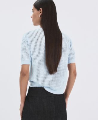 Women's Lace Accents Short-Sleeved Knitted Sweater