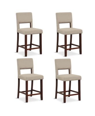 4-Piece PVC Leather Counter Height Bar Stool Set w/ Back and Rubber Wood Legs
