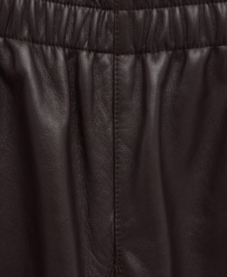 Women's Leather Buttoned Hem Pants