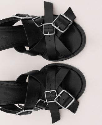 Women's Buckles Leather Strap Sandals