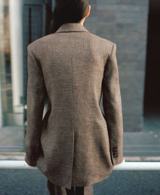 Women's Herringbone Double-Breasted Suit Blazer