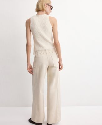 Women's Lace Trim Ribbed Knit Top