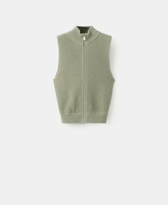 Women's Zip Ribbed Knitted Top