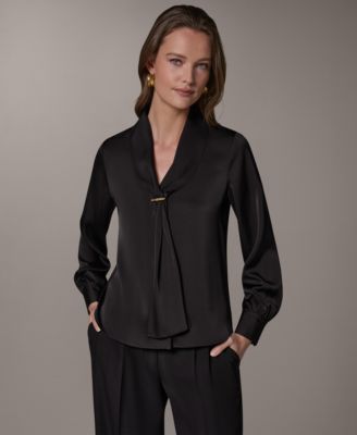 Petite Long-Sleeve V-Neck Pull-On Top