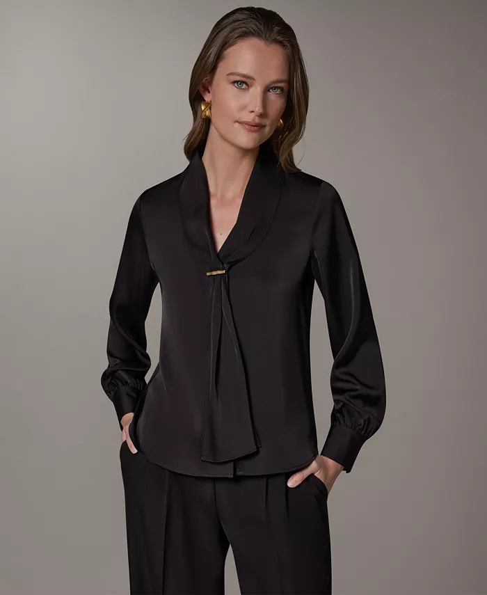Petite Long-Sleeve V-Neck Pull-On Top - thumbnail 7