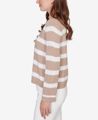 Petite Striped Tie-Front Cardigan Sweater