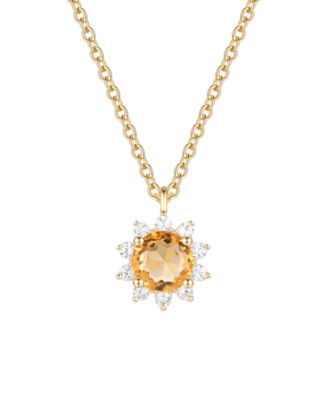 Citrine (3/4 ct. t.w.) & Lab Grown White Sapphire (1/4 ct. t.w.) Necklace in 14k Gold Over Sterling Silver (Also Available in Multi-Stones)