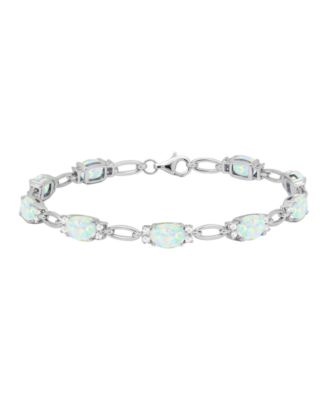 Lab Grown Ruby (8-3/4 ct. t.w.) & Lab Grown White Sapphire (3/4 ct. t.w.) Bracelet in Sterling Silver (Also Available in Multi-Stones)