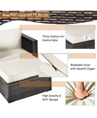 6PCS Patio Conversation Set Rattan Sectional Furniture Set w/ Cushions