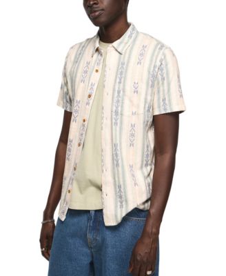 Men's Short-Sleeve Striped Linen Knit Shirt