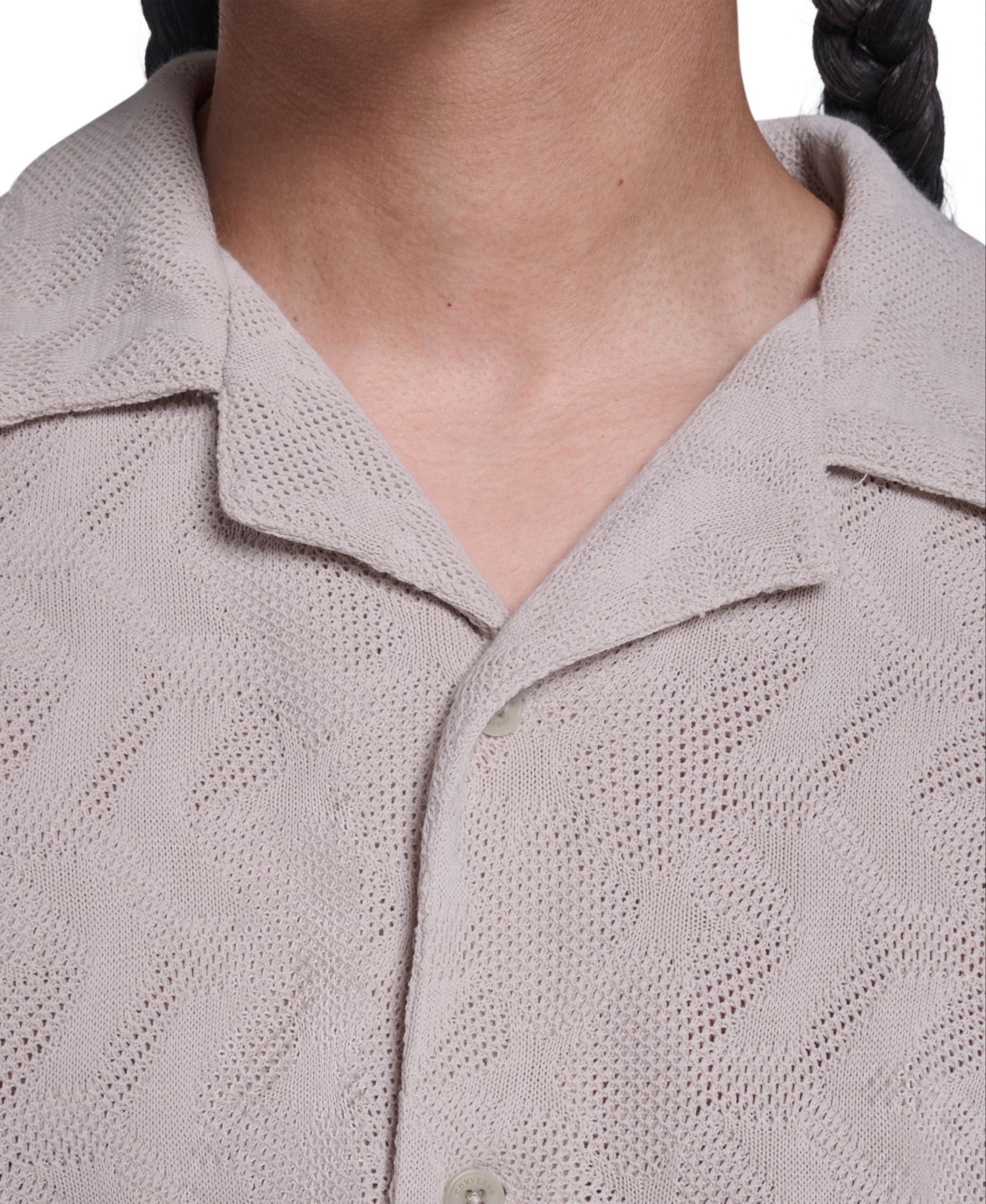 Men's Chevron Crotchet Short-Sleeve Collared Shirt