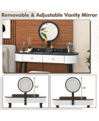 Vanity Table Set with LED Mirror and Storage Drawers