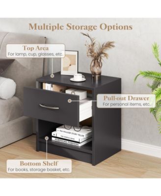 Nightstand with Drawer and Open Storage Shelf