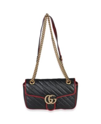 Red Black Calfskin Torchon Small GG Marmont Bag