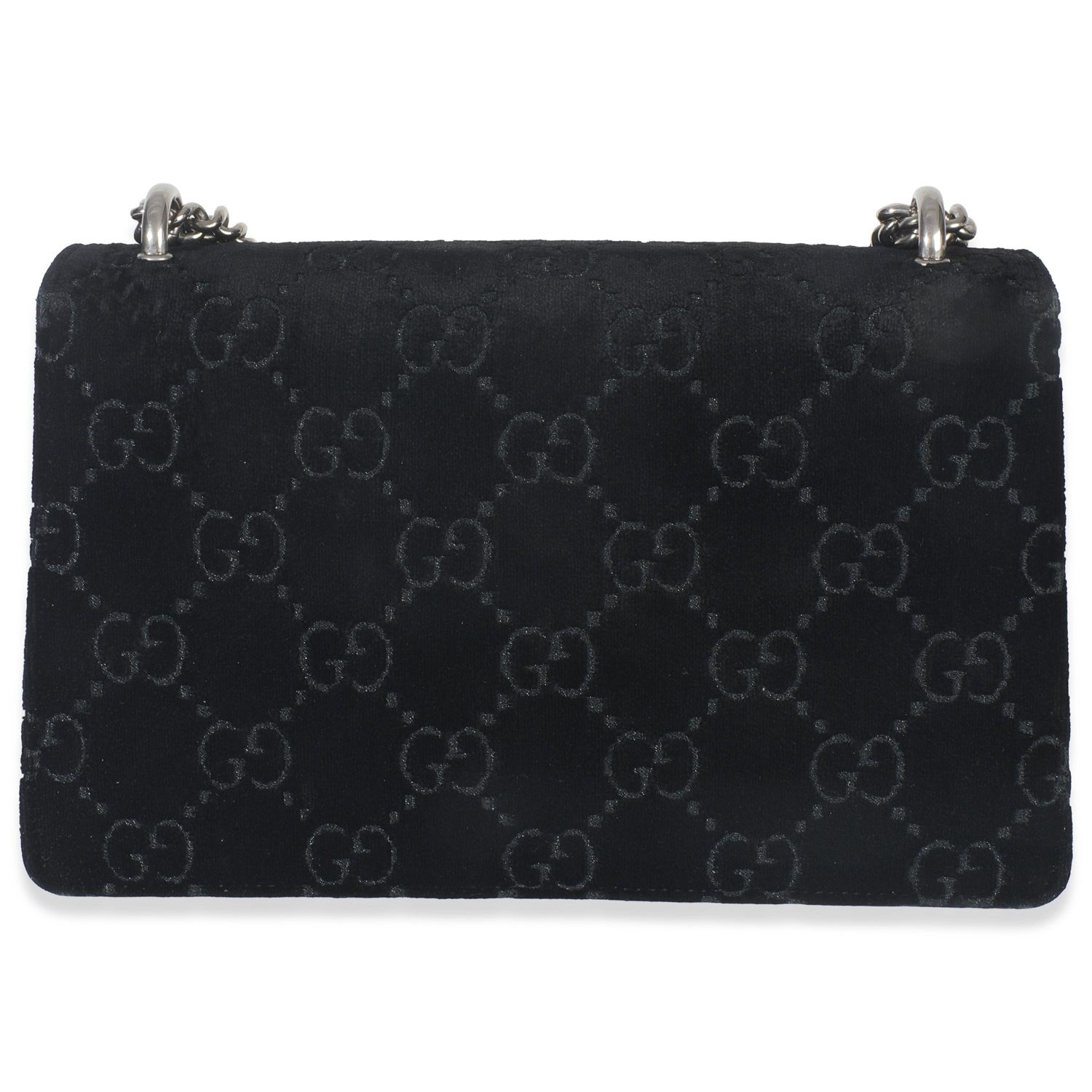 Black GG Embossed Velvet Small Dionysus Chain Bag
