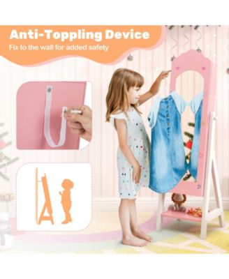 Two Piece Kids Vanity and Jewelry Armoire with Full Mirror