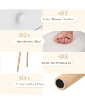 Vanity Desk Set with Adjustable LED Lighted Mirror