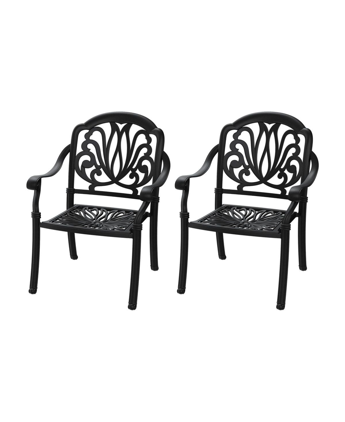 Clihome 2Pcs Patio Dining Chair Cast Aluminum Chair with Frame and Cushions