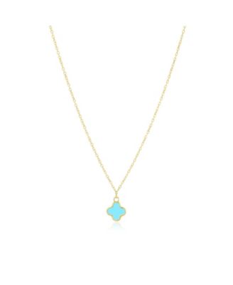 Mini Turquoise Single Clover Necklace 14K Gold