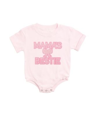 Baby Girls Mama's Bestie Pearl Patch Short Sleeve Romper