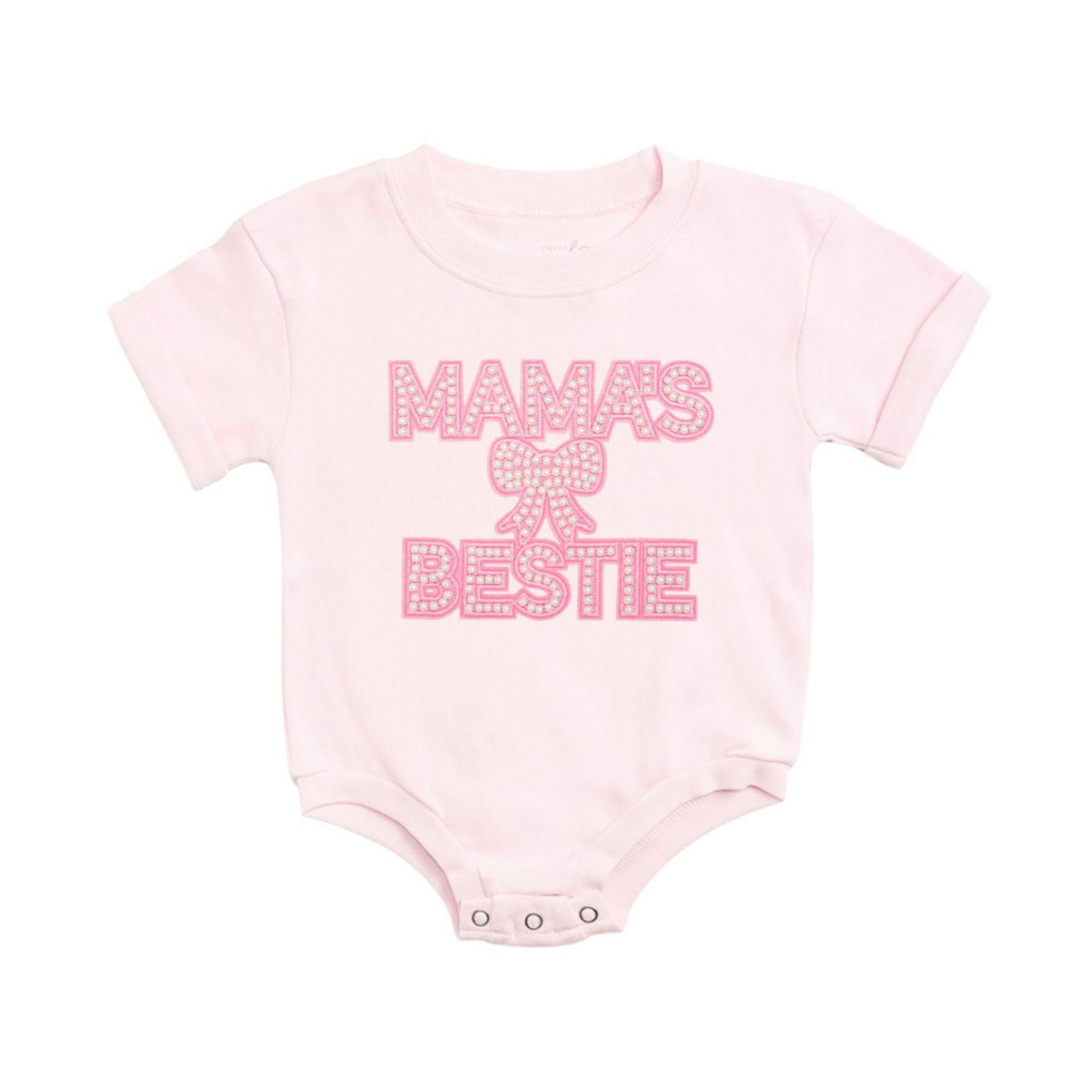 Baby Girls Mama's Bestie Pearl Patch Short Sleeve Romper