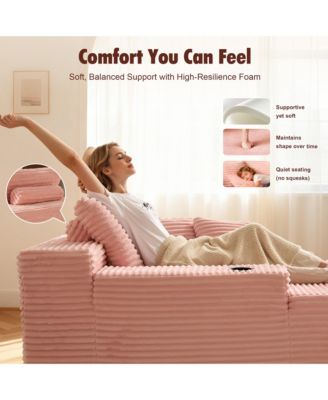 Chaise Lounge Chair, Oversized Plush Upholstered Boneless Sofa Bed, Deep Seat Sleeper Cloud Couch for Living Room, No Assembly Required