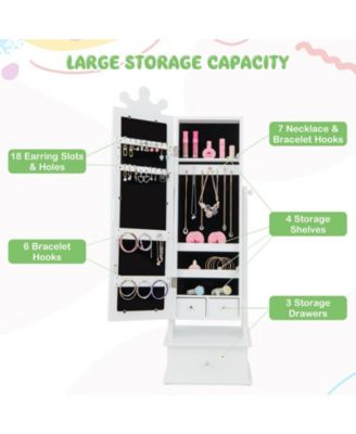 2 in 1 Kids Play Jewelry Armoire with Full Length Mirror
